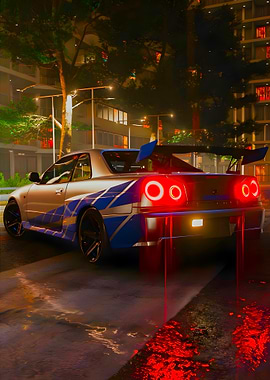 Nissan Skyline R34 at Night