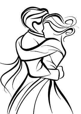 Couple Embracing Silhouette