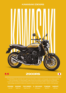 Kawasaki Z900RS Motorcycle Poster