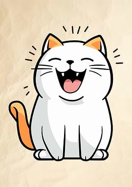 Happy Laughing Cat Illustration
