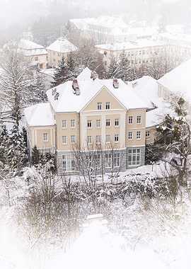 Snowy European Townscape