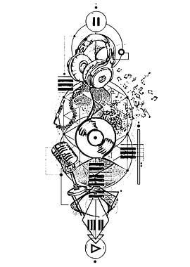 Music themed geometric line art design