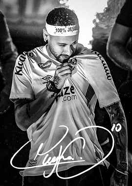 Neymar Jr. Black and White Portrait