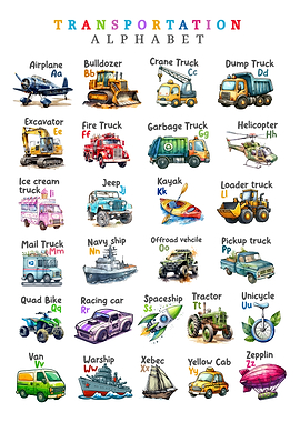 Transportation Alphabet chart