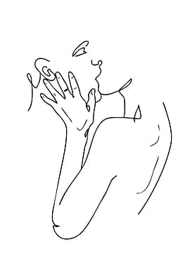 Minimalist Line Art: Kissing Couple