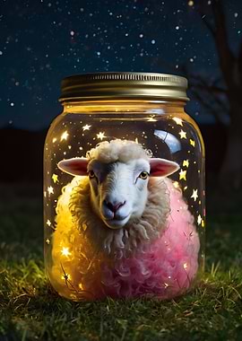 Sheep in a jar with stars