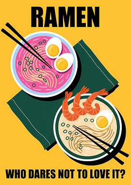 Ramen Poster with Bowls of Noodles
