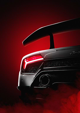 Lamborghini Rear View on Red