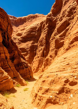Orange Canyon Under Blue Sky