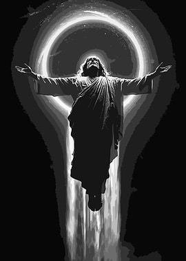 Jesus Ascending with Radiant Light