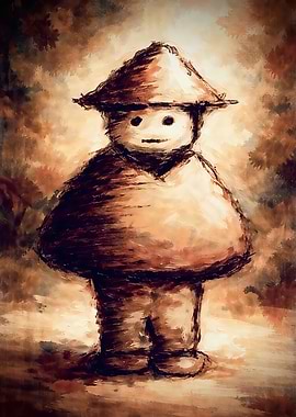 Stylized Figure with Conical Hat Painting