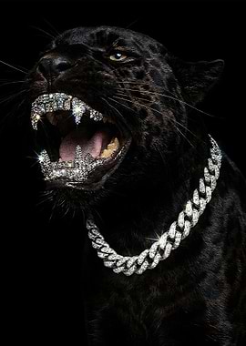 Black Panther with Diamond Grill and Chain