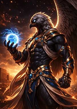 Eagle-headed humanoid with magical orb