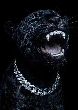 Black Panther with Diamond Grill and Chain