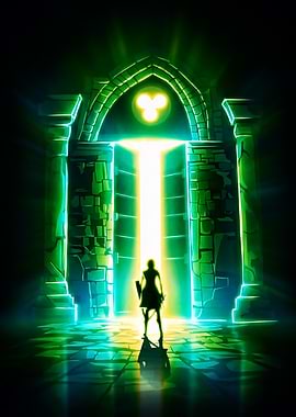 Mystical Portal with Figure Silhouette