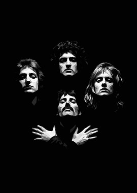 Queen Band Portrait Black and White