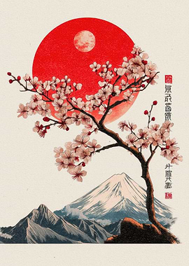 Cherry Blossoms and Mount Fuji