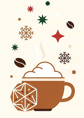 Festive Coffee Cup with Winter Elements