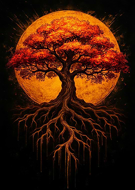 Tree of Life with Full Moon