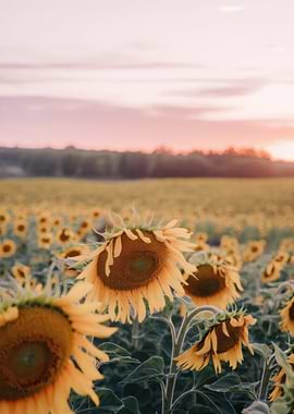Sunflower Field at Sunset