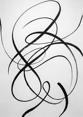 Abstract Black Calligraphy Strokes