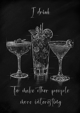 Cocktail illustration with inspirational quote