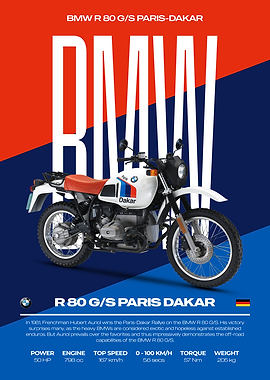 BMW R 80 G/S Paris-Dakar Motorcycle Poster
