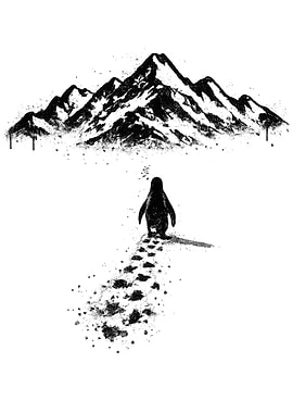 Penguin's Journey to the Mountain Penguin mountain viral street art
