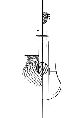Abstract Guitar Line Art