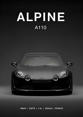 black Alpine A110 Car poster