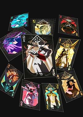 Stylized Character Playing Cards Illustration