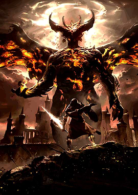 Epic Battle: Warrior vs. Fire Demon