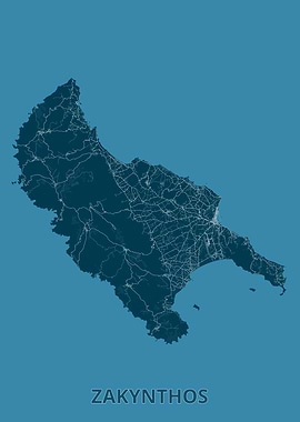 Zakynthos Map with Roads