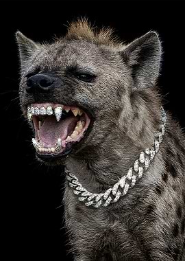 Hyena with Diamond Grill and Chain