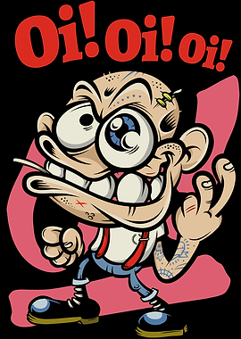 Cartoon Skinhead with Oi! Slogan