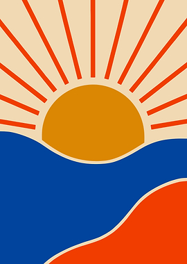 Retro Sunset Over Water