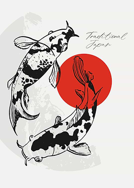 Traditional Japan Koi Fish Art