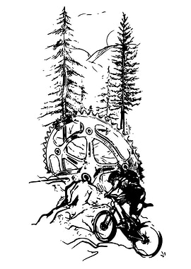 Mountain Biking Adventure Illustration