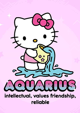Hello Kitty Aquarius Zodiac Art