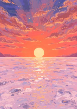 Pastel Sunset Over Water