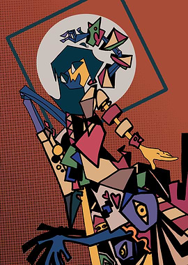 Abstract Geometric Figure with Eye Motifs