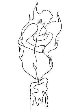 Minimalist Couple Embrace Candle Flame Art
