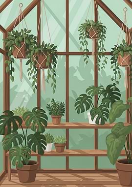 Greenhouse with Hanging Plants