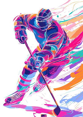 Colorful Hockey Player Illustration