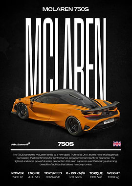 McLaren 750S Car Poster