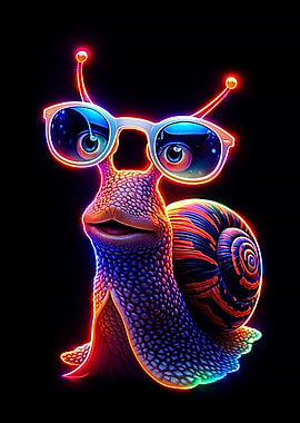 Great Art Neon Snail Wearing Sunglasses
