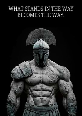 Spartan Warrior Statue with Motivational Quote