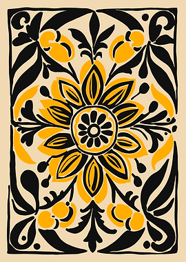 Yellow and Black Floral Pattern