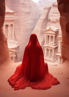 Red Figure in Petra, Jordan
