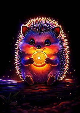 Glowing Hedgehog with Orange Slice